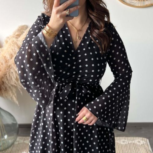 Robe courte à pois, automne/hiver boutique femme, vêtement femme dole